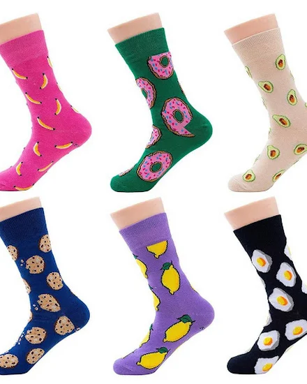 Harajuku happy socks men funny Cartoon fruit avocado bana... - 1