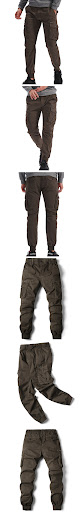 Title 2, Solid Color Skinny Pants Multi-pocket Mens Wor...