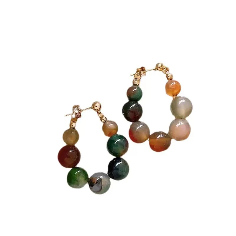 Pendientes para mujer con cuentas de jade chino de colores, un accesorio elegante y vibrante para realzar tu belleza y estilo.