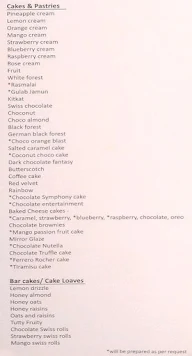 Aardhik's Cake-rie menu 1