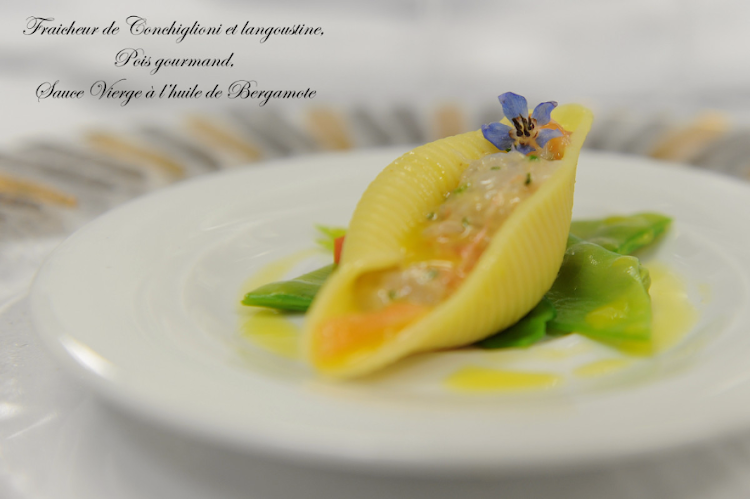 Fine dining on Le Ponant may include seafood with traditional French touches.