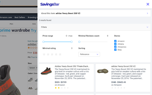 Savings Bar: Compare Prices in One Click