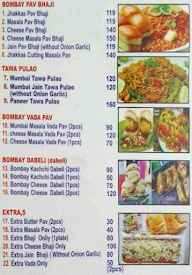 Mumbai jhakkas pav bhaji menu 1