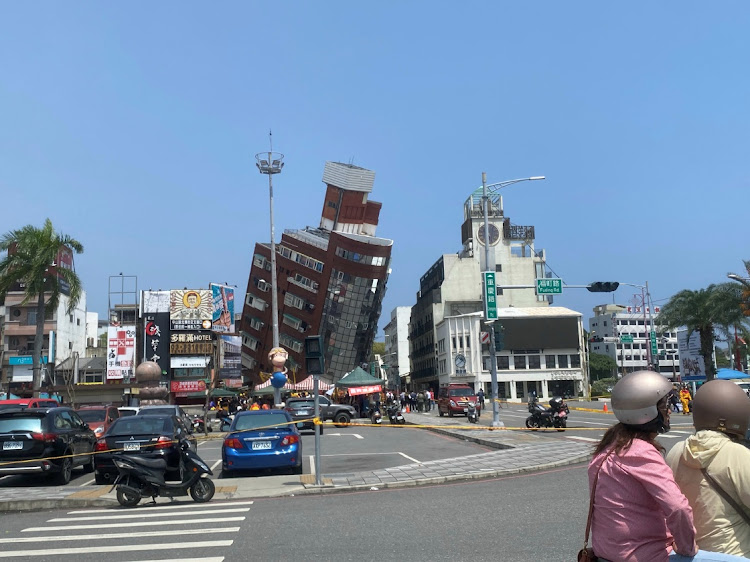 An area of a damaged building cordoned off, following an earthquake in Hualien, Taiwan, on April 3 2024. Picture: HANDOUT VIA REUTERS/HAOTE ZHANG