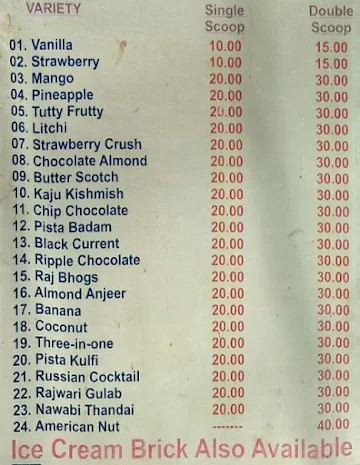 Gazal Ice-Cream Parlour menu 