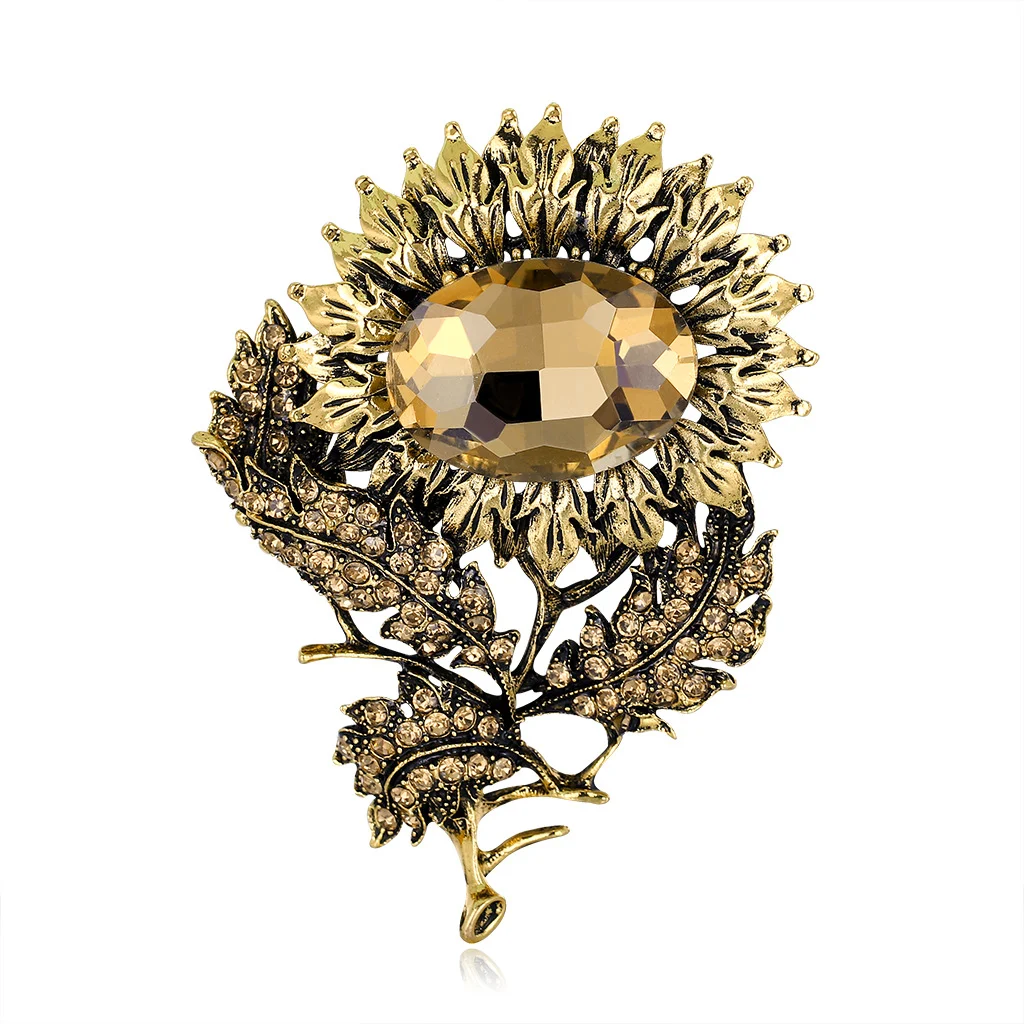 Title 1, Broche de girassol com strass de liga, acessóri...