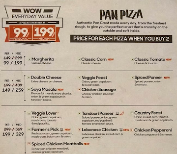 Pizza Hut menu 