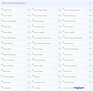 Hotel Prime Square menu 1