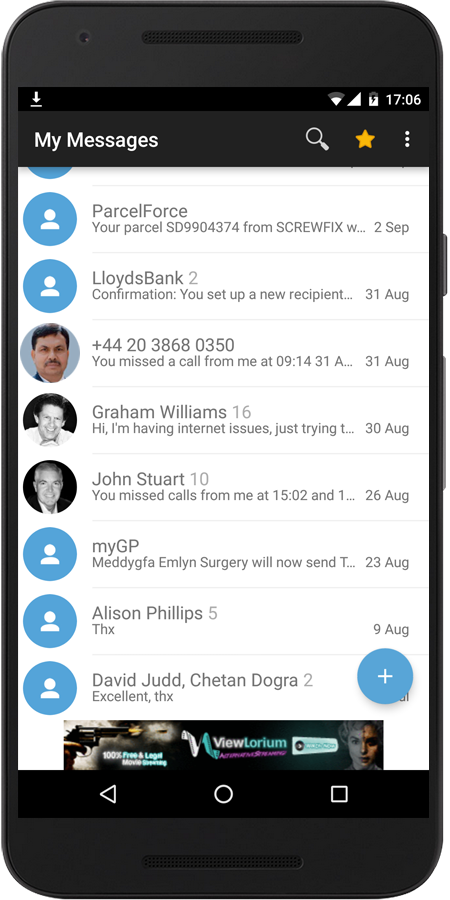 Android application Cloudbanter Messages screenshort