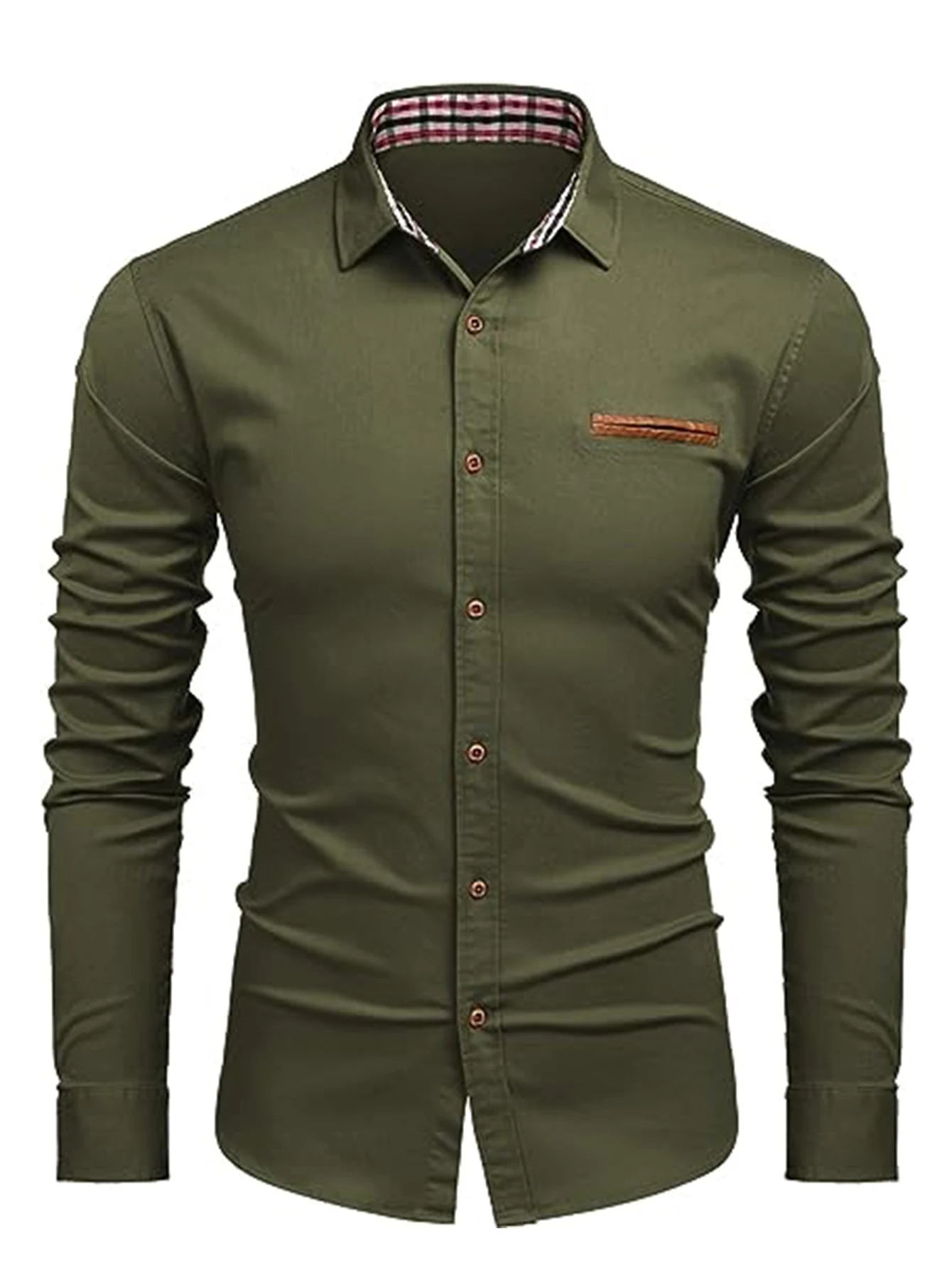 Title 12, Camisa Casual Masculina Primavera e Outono Xadr...
