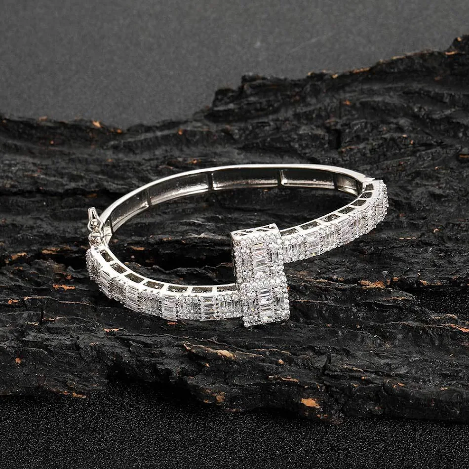 Men's Mixed Inlaid T-Square Zircon Bracelet. Enhance your style with this elegant and durable bracelet, perfect for ever