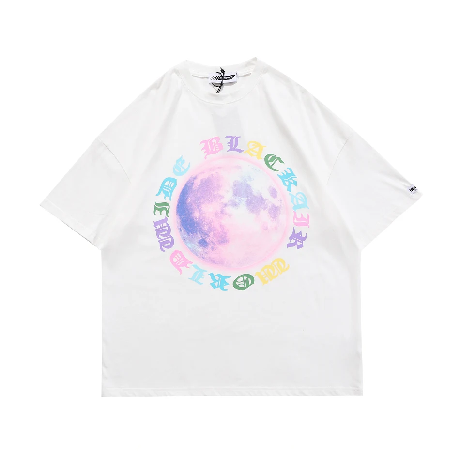 Harajuku Style Printed Short-Sleeved T-Shirt Men's Trendy Brand European And American Street Loose Couple Casual T-Shirt