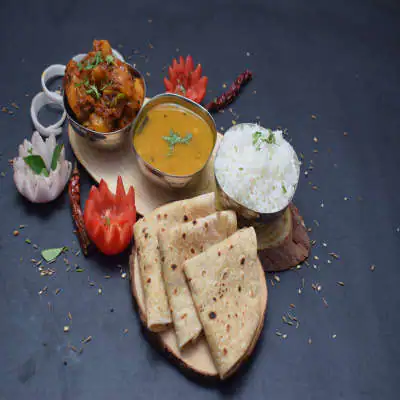 Aloo - Pyaz Sabji With Phulka Roti & Dal Rice