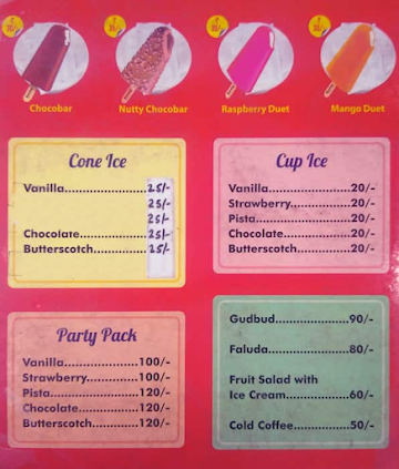 Bowring Kulfi menu 