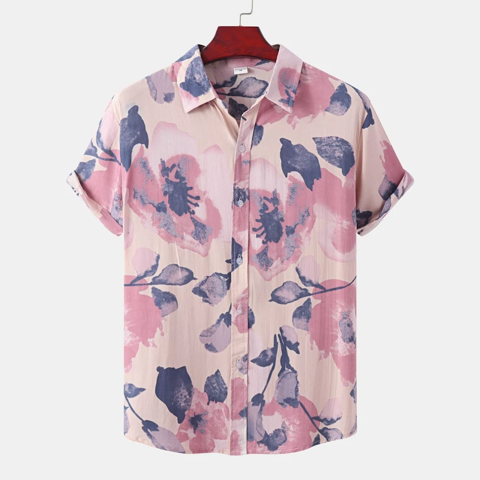 Herren Hemd mit floralem Revers und kurzen Ärmeln. Sommerliche Leichtigkeit und eleganter Look für Freizeit und besondere Anlässe.