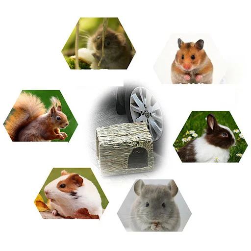 Foldable Woven Rabbit Cages Pets Hamster Guinea Pig Bunny Grass Chew Toy Mat House Bed Nests for Small Animal Rabbit Acc