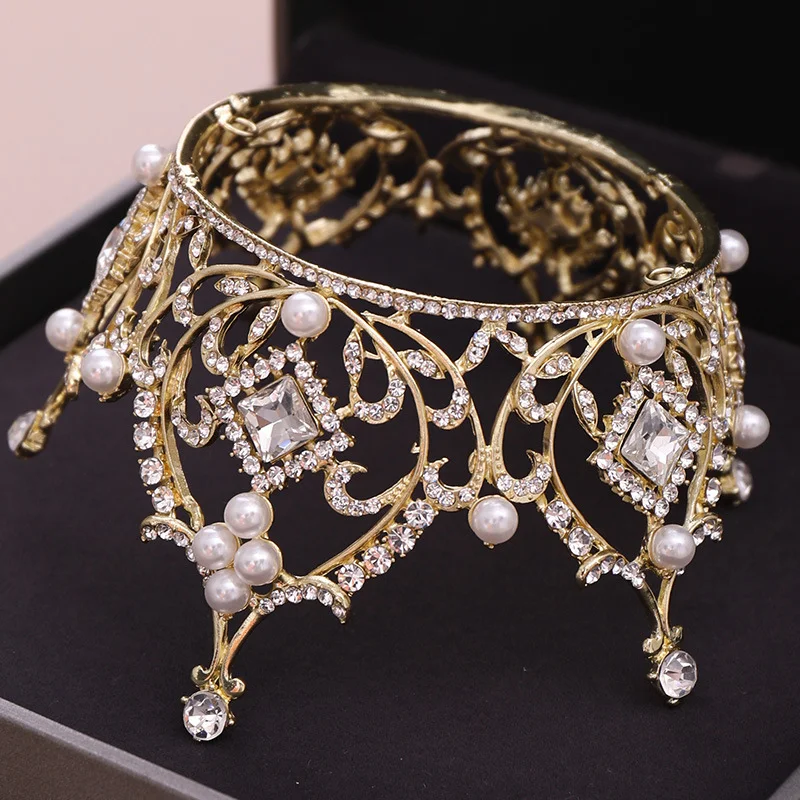 Title 2, Couronne Tiara de Mariée Baroque, Diamants Carr...