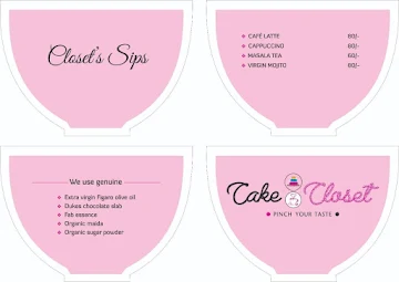 Cake Closet menu 