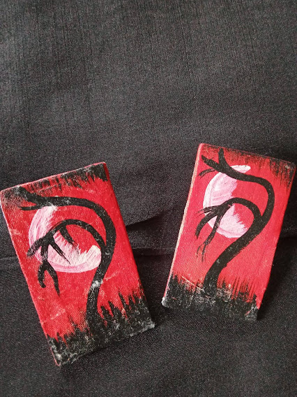 Handpainted Fabric Earrings Set