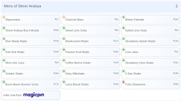 Street Arabiya menu 
