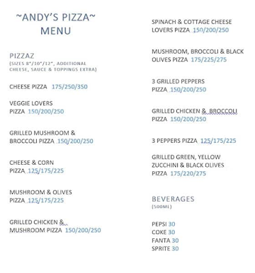 Andy's Pizza menu 