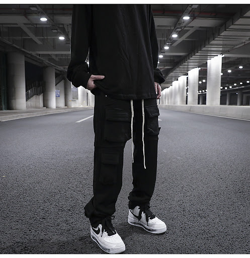 Title 8, Multi-pocket straight split drawstring sweatpan...