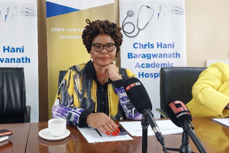 MEC of health and wellness in Gauteng Nomantu Nkomo-Ralehoko addresses journalists at Chris Hani Baragwanath Hospital on Tuesday.