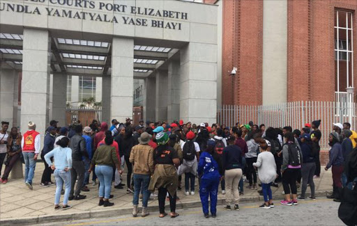 NMMU students outside court. Picture: FILE