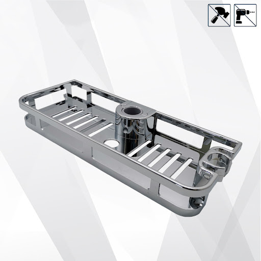 Title 1, Round Shower Rod Rack Maximizes Space and Organ...