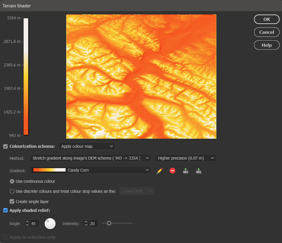 Geographic Imager Terrain Shader tool