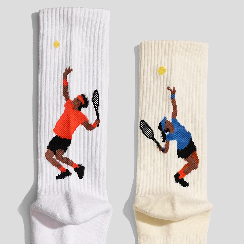 Meias atléticas Serve Pattern casal com sola de toalha, conforto e absorção para atividades esportivas.