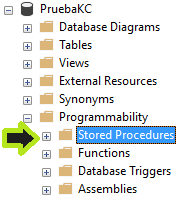 Ubicacion de procedimientos almacenados en sql server