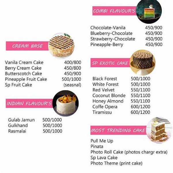 Anytime Cake House menu 