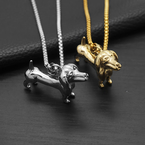 Title 6, Mens Titanium Steel Dachshund Dog Pendant Neck...