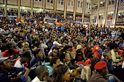 Protesting students meet with Dr Randall Carolissen and Prof Adam Habib over the increase on tuition fees on October 17, 2015 at Senate House in Johannesburg, South Africa. Wits Council chairman, Dr Randall Carolissen, signed an agreement to suspend the decision on all fee increments made for 2016. File photo.