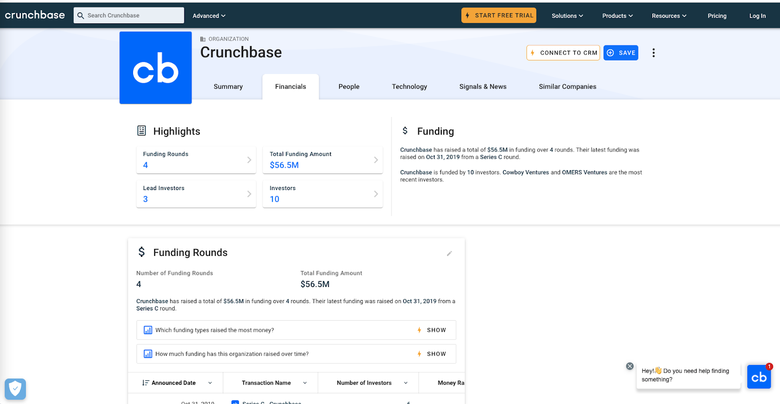 Crunchbase's profile best product led growth examples