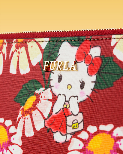 Furla x Hello Kitty Close Detail of Red Crossbody Purse