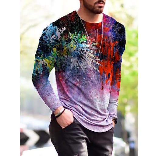 Title 9, Halloween Mens Fashion Print Simple Long Sleev...