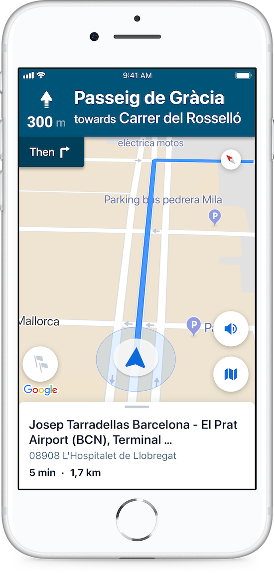 FREE NOW displays the route with in-app navigation