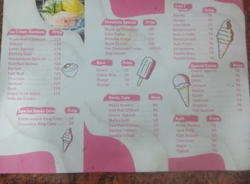 Prateeksha Natural Ice Cream menu 