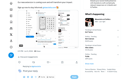 Assistia — AI Social Media Assistant