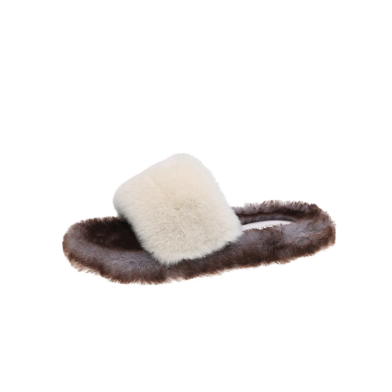 Chinelos casuais de lã femininos com sola plana, perfeitos para casa, confortáveis e estilosos, ideais para relaxar e aquecer os pés.