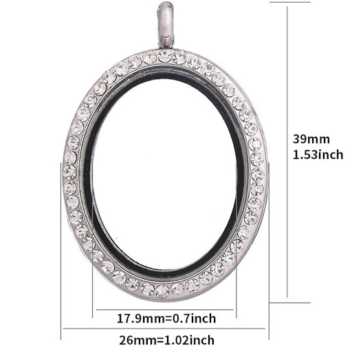 Title 3, Diamond Oval Glass Photo Box Pendant Charm — Ke...