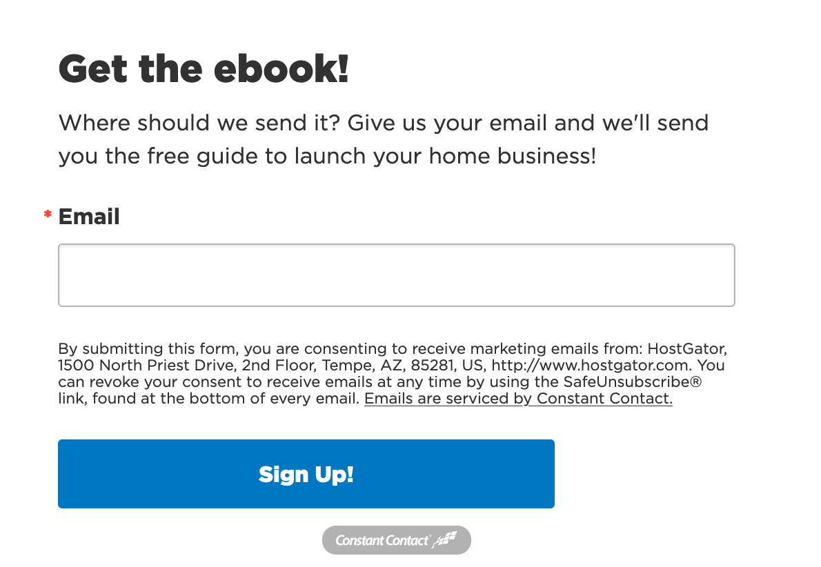 ebook form for lead generation