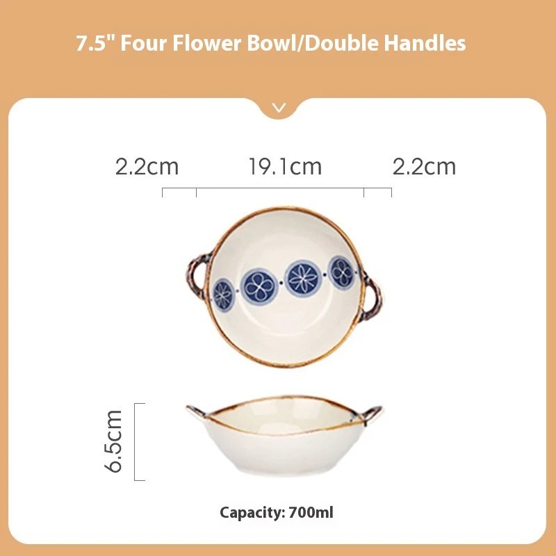 Binaural Soup vintage keramische grote soepkom voor noedels en ramen. Ideaal voor soep, grote porties en mooi tafelgerei.