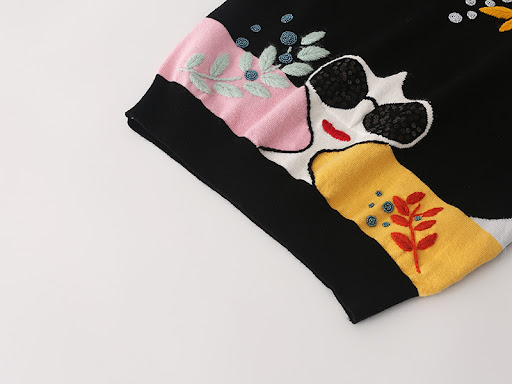 Title 6, Sequined Sunglasses Girl Face Sweater Sweater W...
