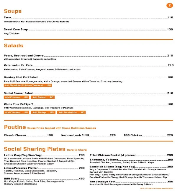 Church Street Social menu 