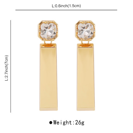 Title 2, Diamond Rectangular Earrings, timeless elegance...