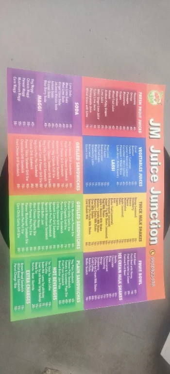 J M Juice Junction menu 