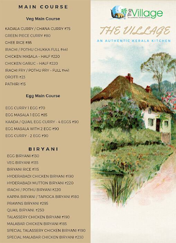 The Village Hotel menu 